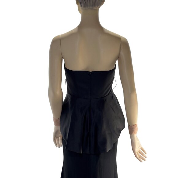 WHITE by VERA WANG Women’s Dress Black Strapless Peplum Full Length Size 4 - Picture 7 of 16